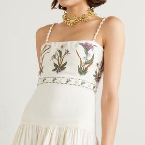 Lima Flora by Agua Bendita Embellished Appliquéd Linen Maxi Dress